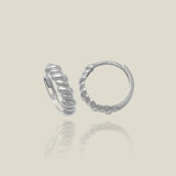14K Solid Gold Rope Sculpted Huggie Hoop Earrings – Anygolds