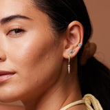 14K Solid Gold CZ Spike Round Drop Huggie Earring (Pair, Single) – Anygolds