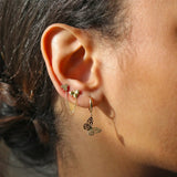 14K Solid Gold Bee & Honeycomb Double Chain Stud Earring – Anygolds