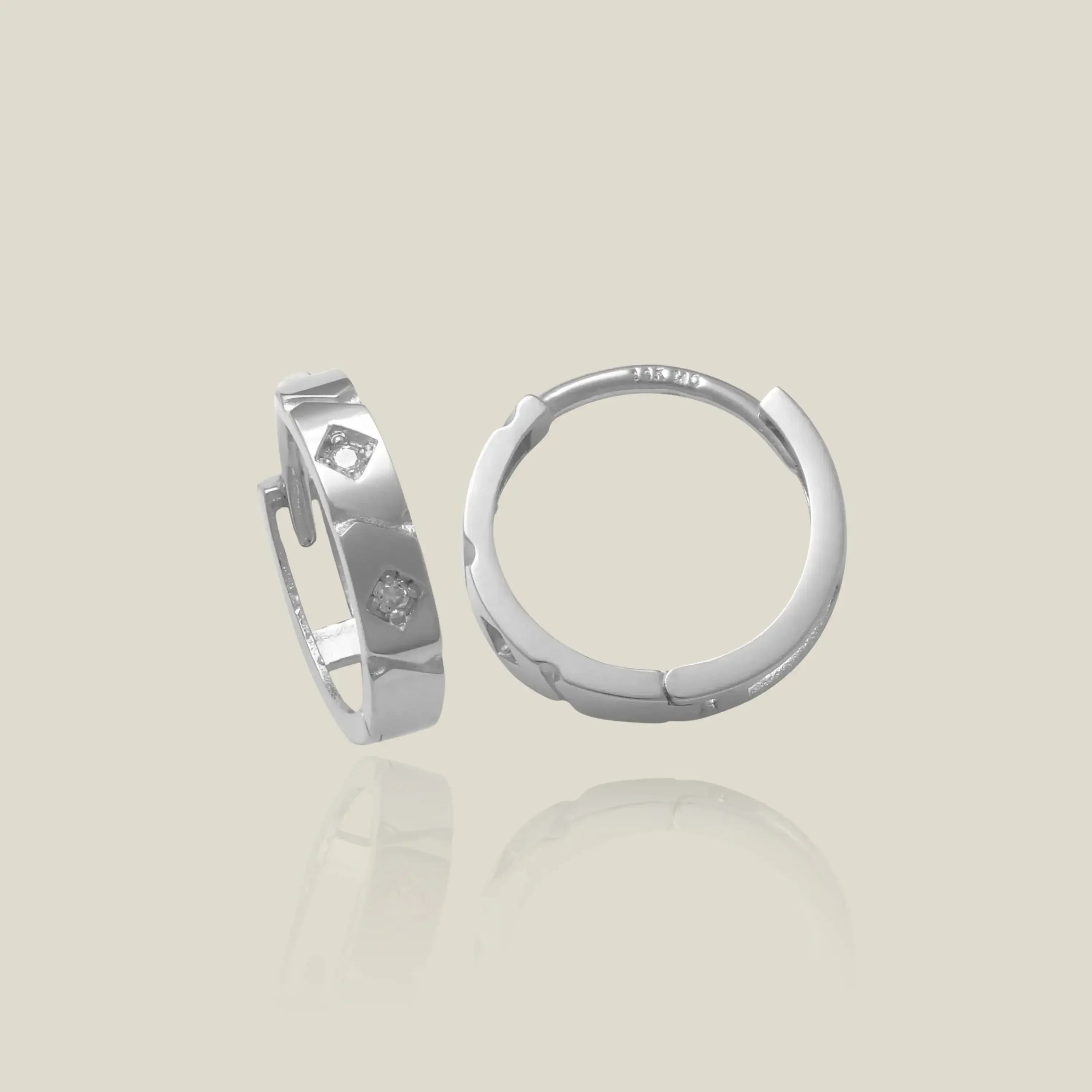 14K Solid Gold Diamond Quatro Hoop Earrings – Anygolds
