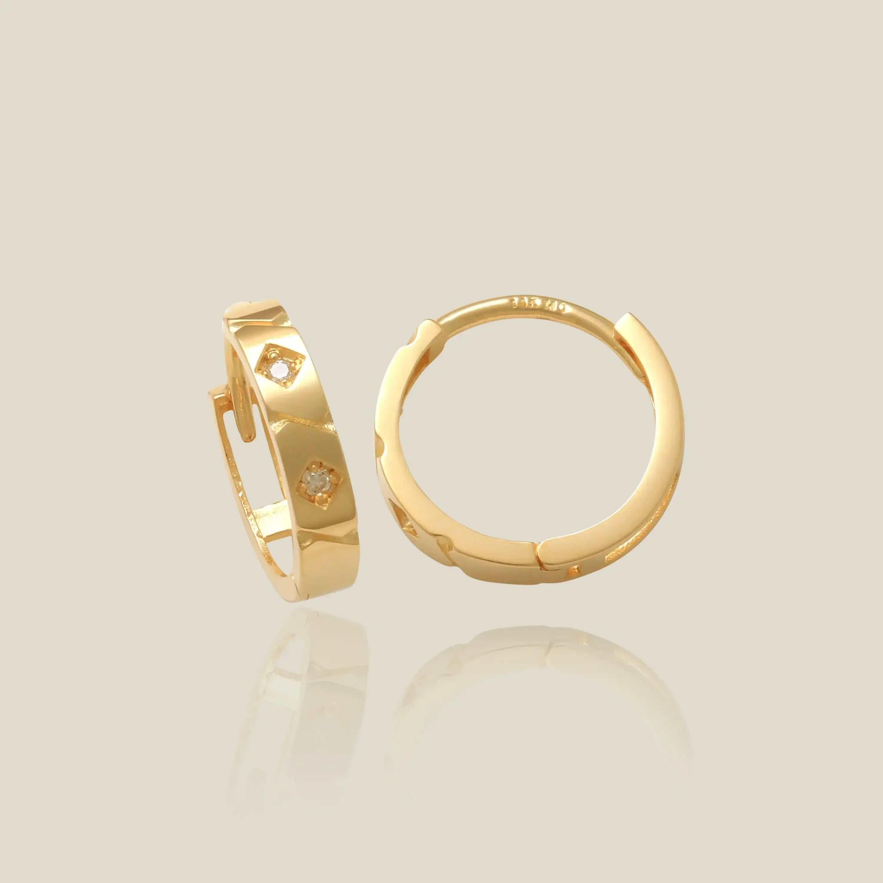 14K Solid Gold Diamond Quatro Hoop Earrings – Anygolds