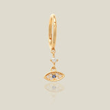14K Solid Gold Sapphire Evil Eye Dangle Clicker Hoop – Anygolds