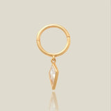 14K Solid Gold Diamond Shaped Charm Dangle Clicker Hoop – Anygolds