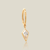 14K Solid Gold Diamond Shaped Charm Dangle Clicker Hoop – Anygolds