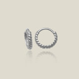 14K Solid Gold Twisted Huggie Hoop Earrings – Anygolds