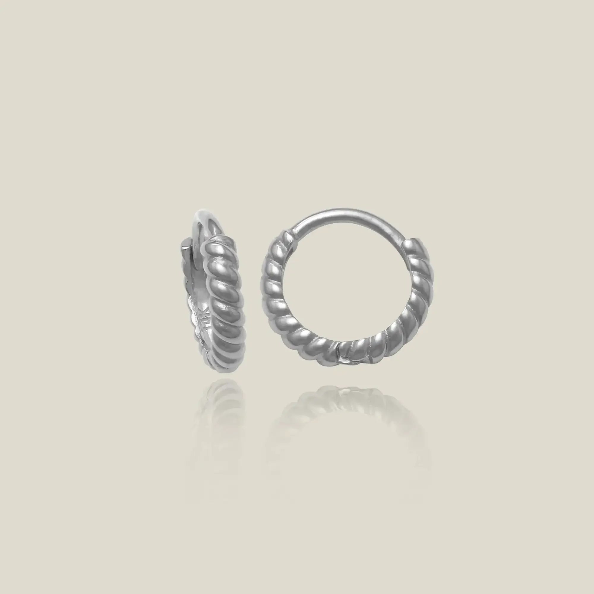 14K Solid Gold Twisted Huggie Hoop Earrings – Anygolds