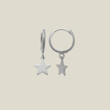 14K Solid Gold Star Drop Huggie Hoop Earrings – Anygolds