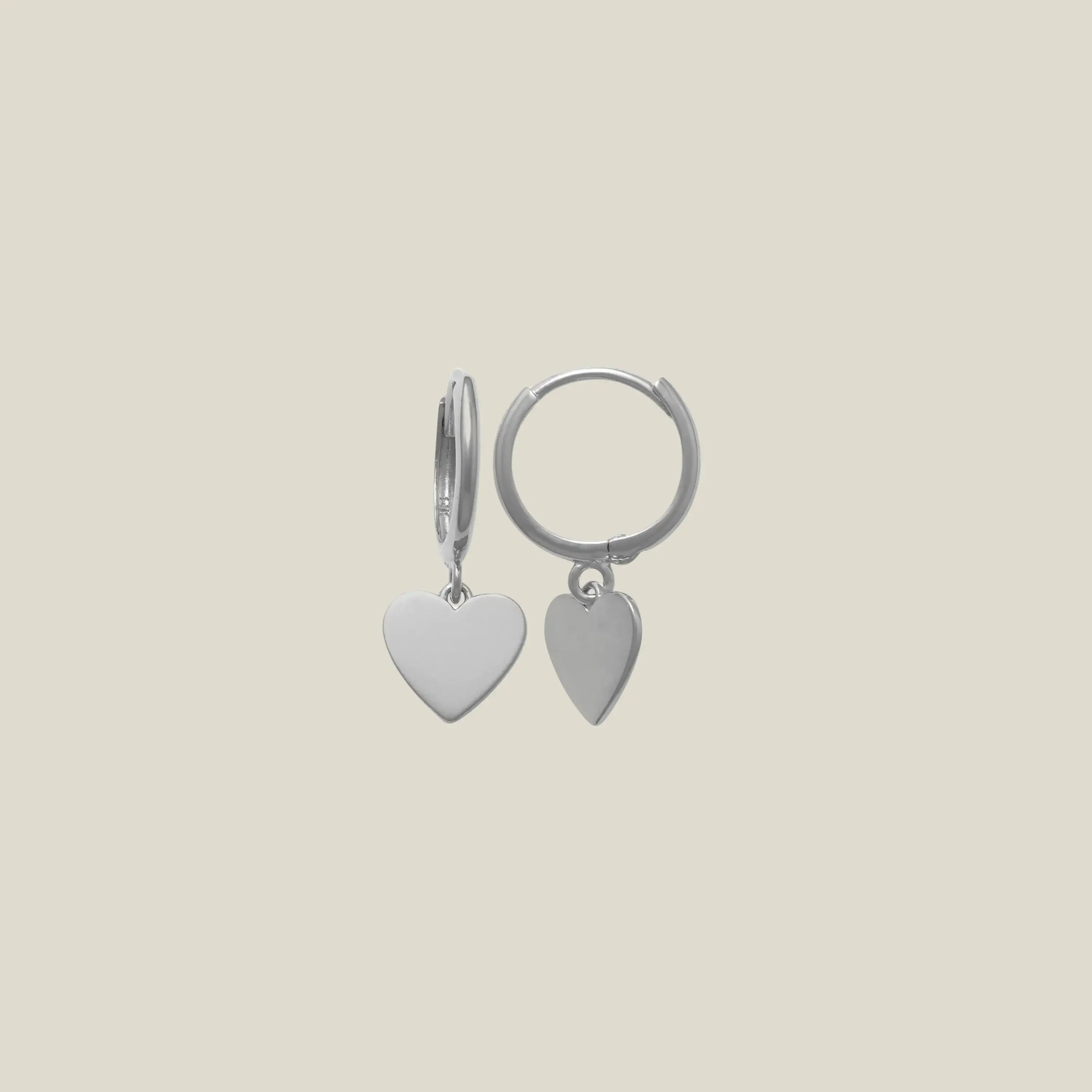 14K Solid Gold Heart Drop Huggie Hoop Earrings – Anygolds