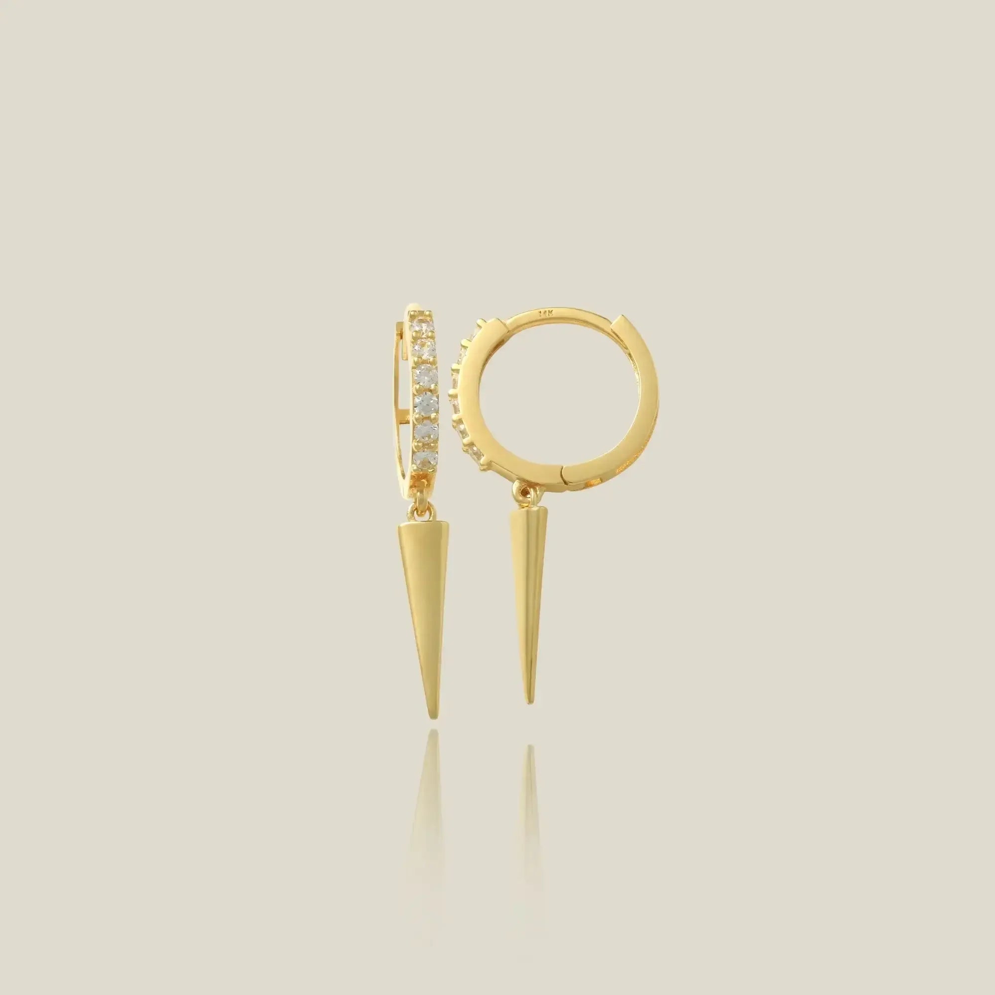 14K Solid Gold CZ Spike Earring – Anygolds