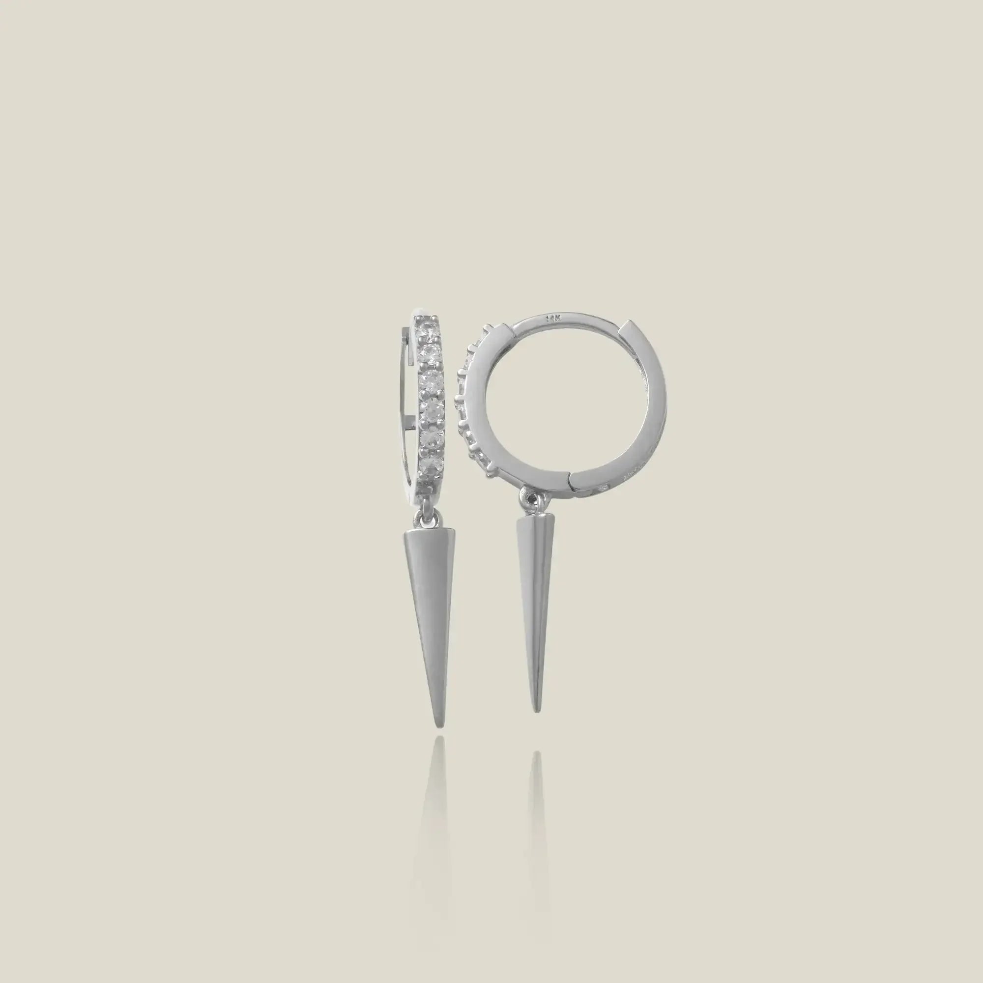 14K Solid Gold CZ Spike Earring – Anygolds
