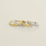 14K Solid Gold Textured Diamond-Cut Huggie Hoop Earrings – Anygolds