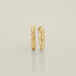 14K Solid Gold Diamond-Cut Small Hoop Huggie Earrings - Anygolds 