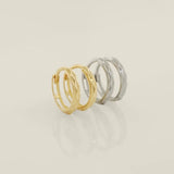 14K Solid Gold Textured Diamond-Cut Huggie Hoop Earrings – Anygolds
