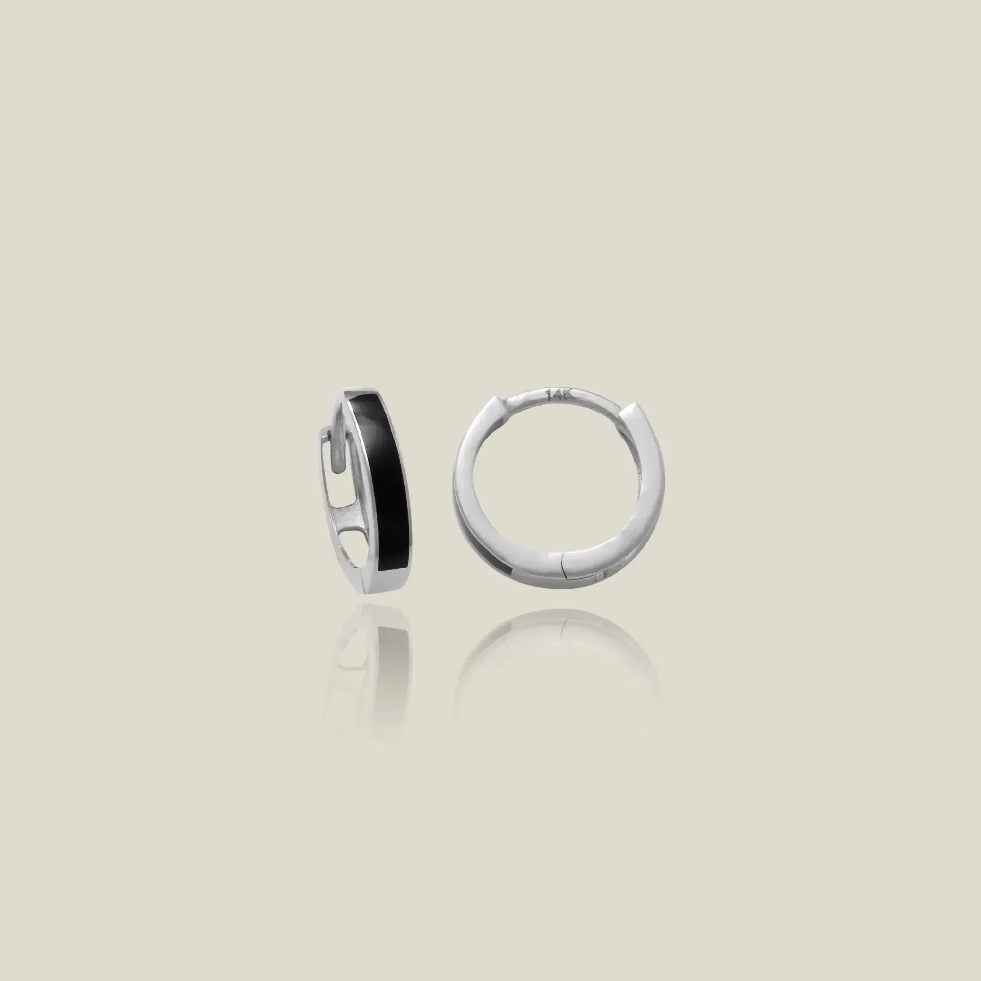 14K Solid Gold Black & Gold Mini Hoop Earrings – Anygolds