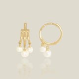 14K Solid Gold Triple Pearl Drop Earrings – Anygolds