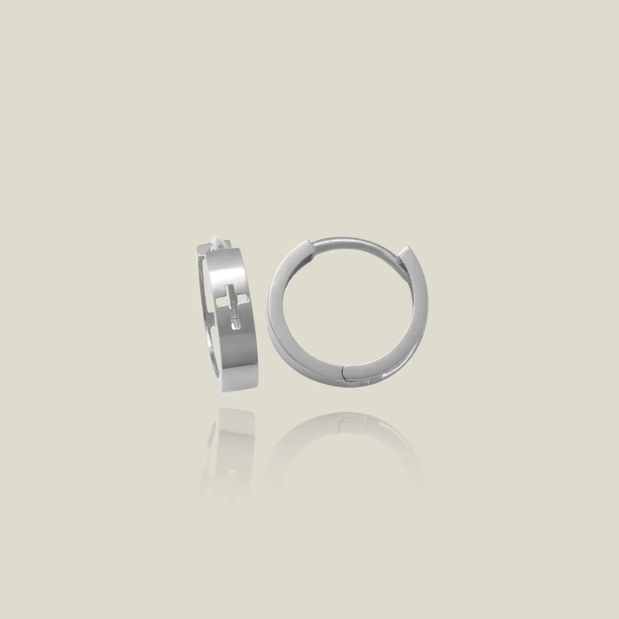 14K Solid Gold Engraved Cross Huggie Hoop Earrings – Anygolds