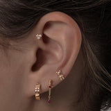 Aretes de espada y daga de rubí
