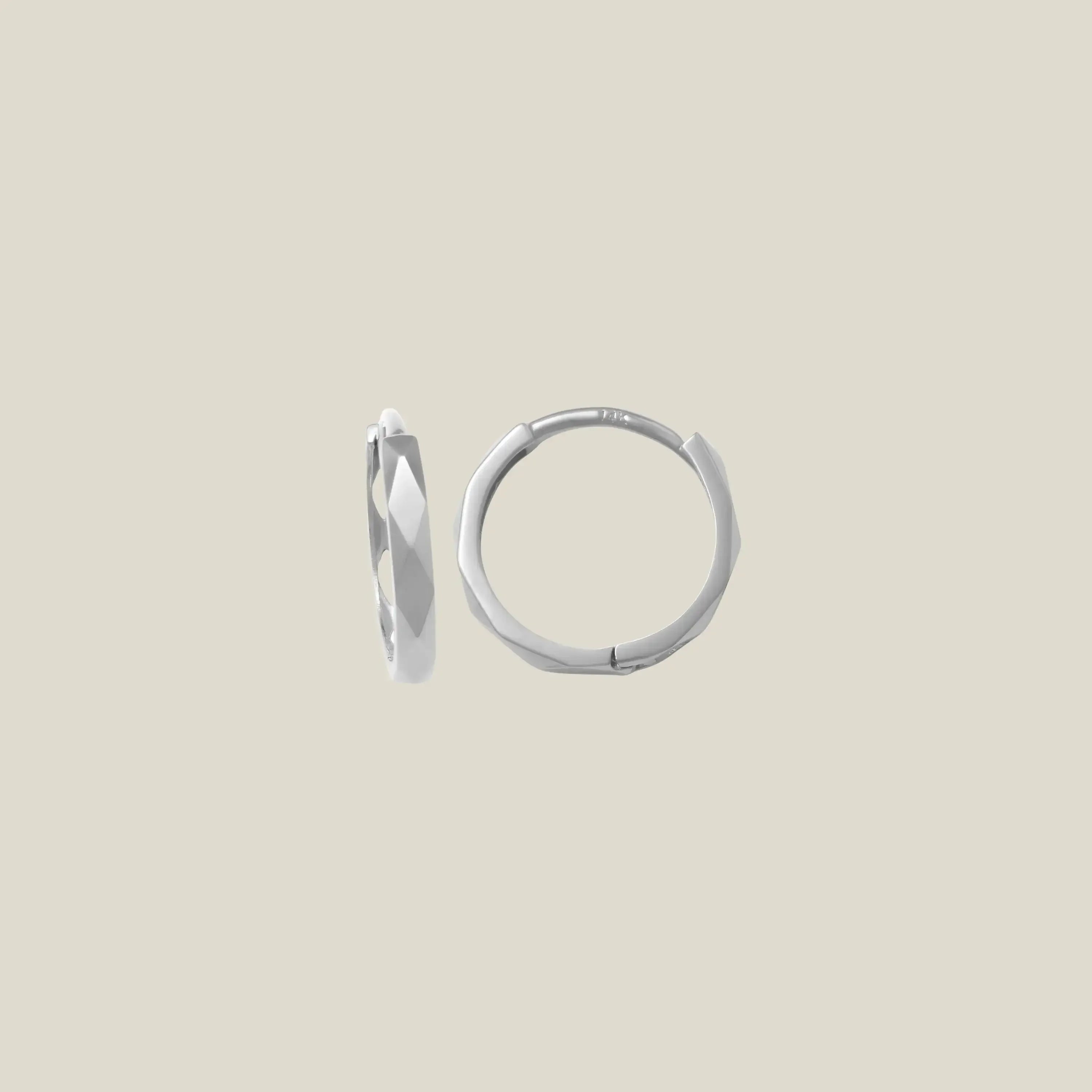 14K Solid Gold Sleek Diamond-Cut Huggie Hoop Earrings – Anygolds