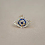 14K Solid Gold Eternity Blue Evil Eye Pendant – Anygolds