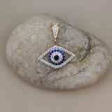 14K Solid Gold Eternity Blue Evil Eye Pendant – Anygolds