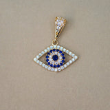 14K Solid Gold Eternity Blue Evil Eye Pendant – Anygolds