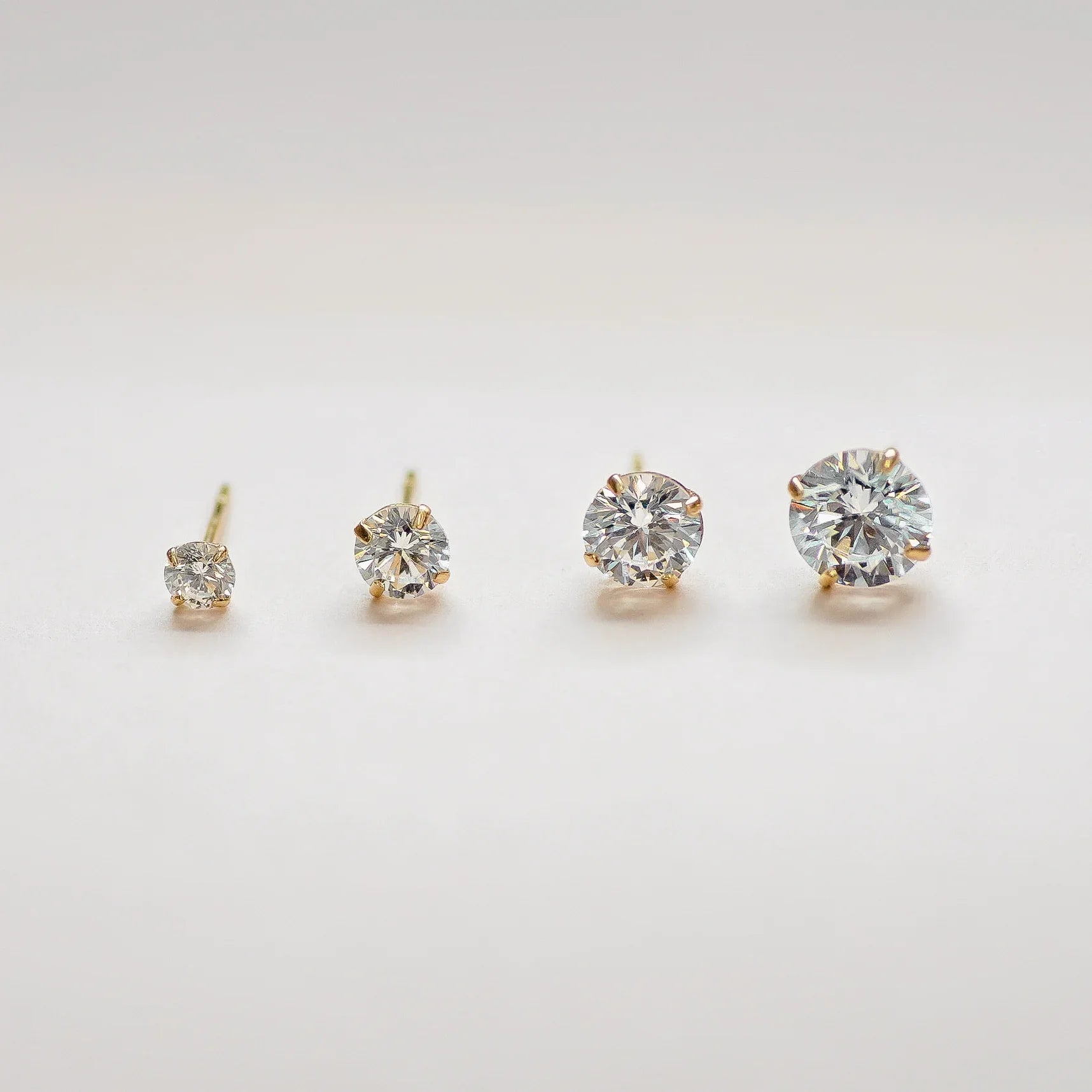 CZ Round Stud Earrings - Anygolds
