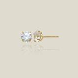 14K Solid Gold CZ Round Stud Earrings – Anygolds