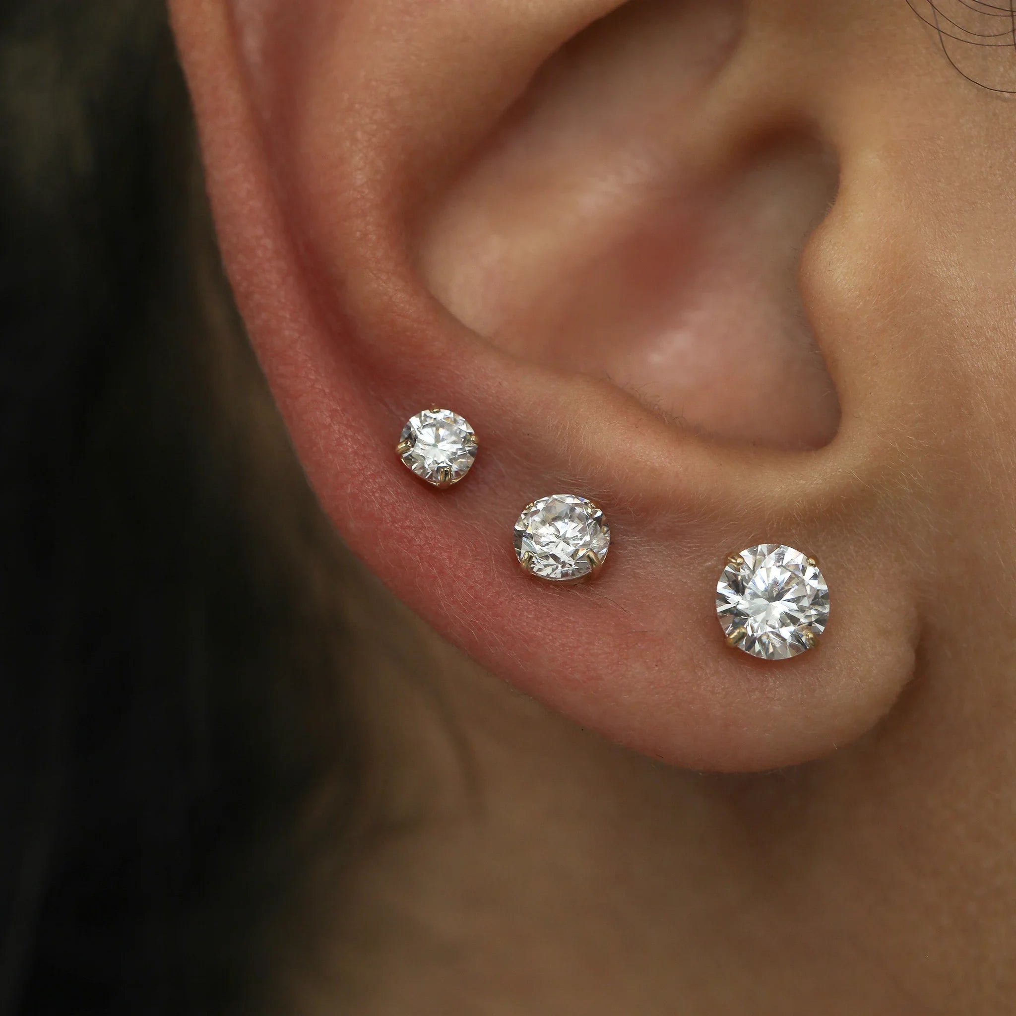 CZ Round Stud Earrings - Anygolds