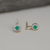14K Solid Gold Diamond & Gemstone Halo Stud Earrings – Anygolds