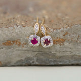 14K Solid Gold Diamond & Gemstone Halo Stud Earrings – Anygolds