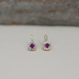 14K Solid Gold Diamond & Gemstone Halo Stud Earrings – Anygolds