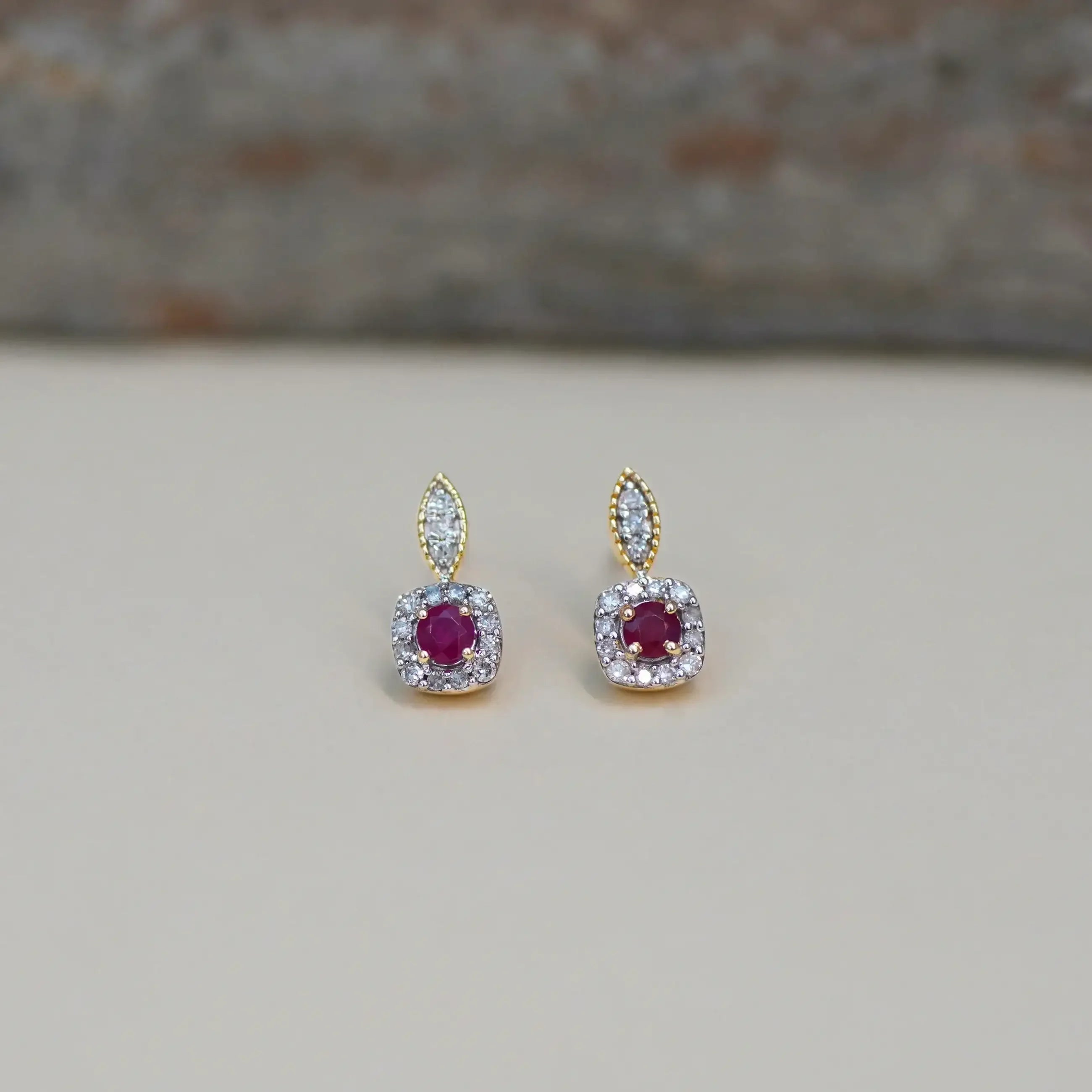 14K Solid Gold Diamond & Gemstone Halo Stud Earrings – Anygolds