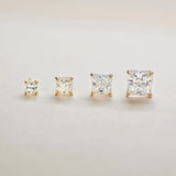 14K Solid Gold CZ Square Stud Earrings – Anygolds