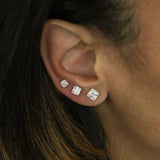 14K Solid Gold CZ Square Stud Earrings – Anygolds