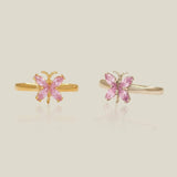 14K Solid Gold Pink Butterfly Open Ring – Anygolds