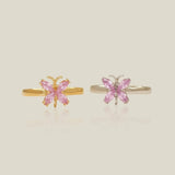 14K Solid Gold Pink Butterfly Open Ring – Anygolds