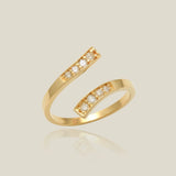 14K Solid Gold Diamond Double Bar Open Ring – Anygolds
