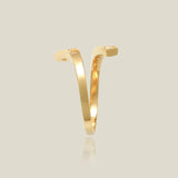14K Solid Gold Diamond Double Bar Open Ring – Anygolds