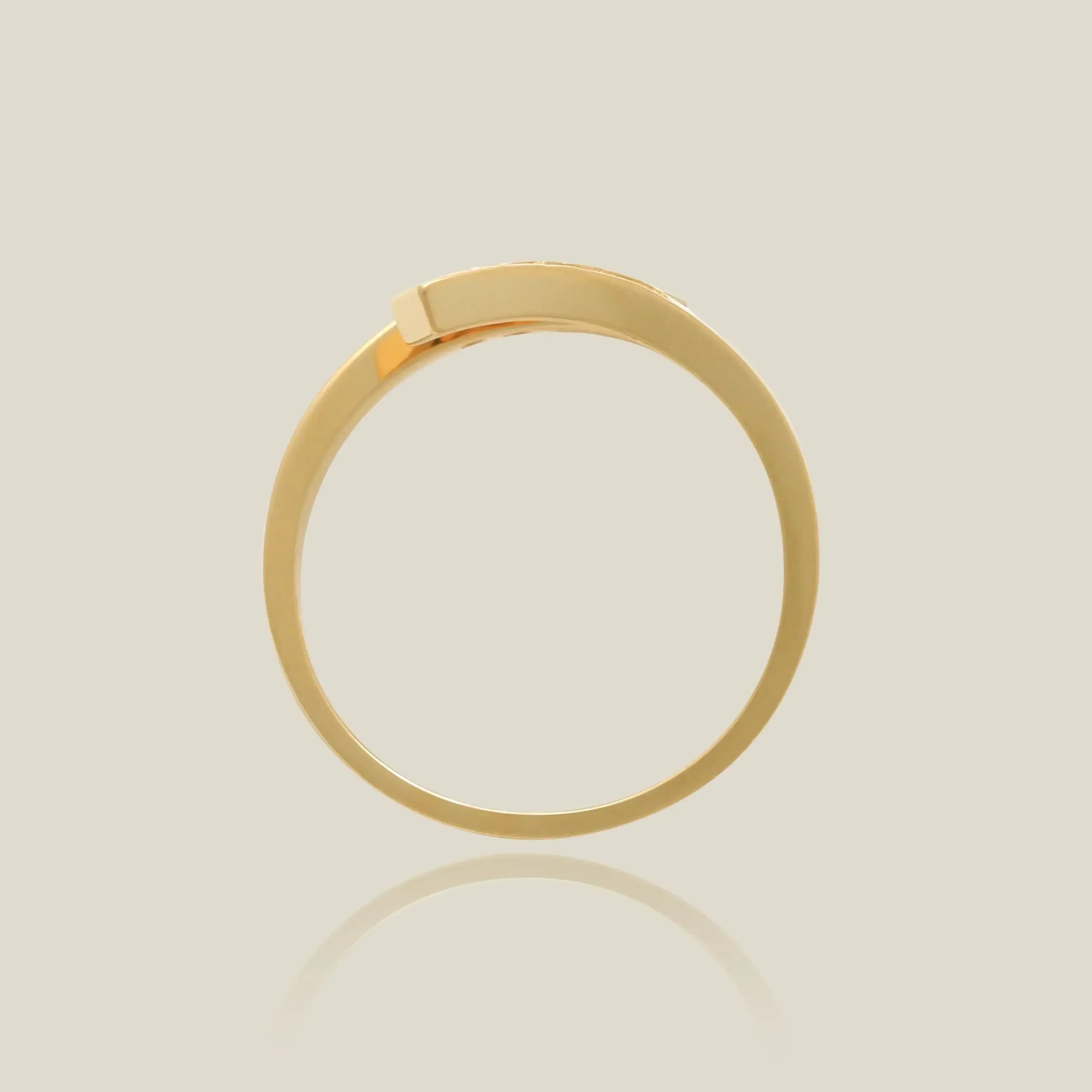 14K Solid Gold Diamond Double Bar Open Ring – Anygolds