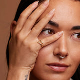 14K Solid Gold Diamond Double Bar Open Ring – Anygolds
