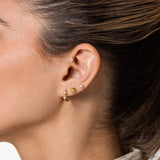 14K Solid Gold Diamond Rose Stud – Anygolds