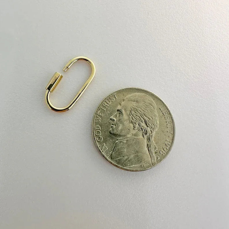 14K Solid Gold Oval Carabiner Screw Connector – Anygolds
