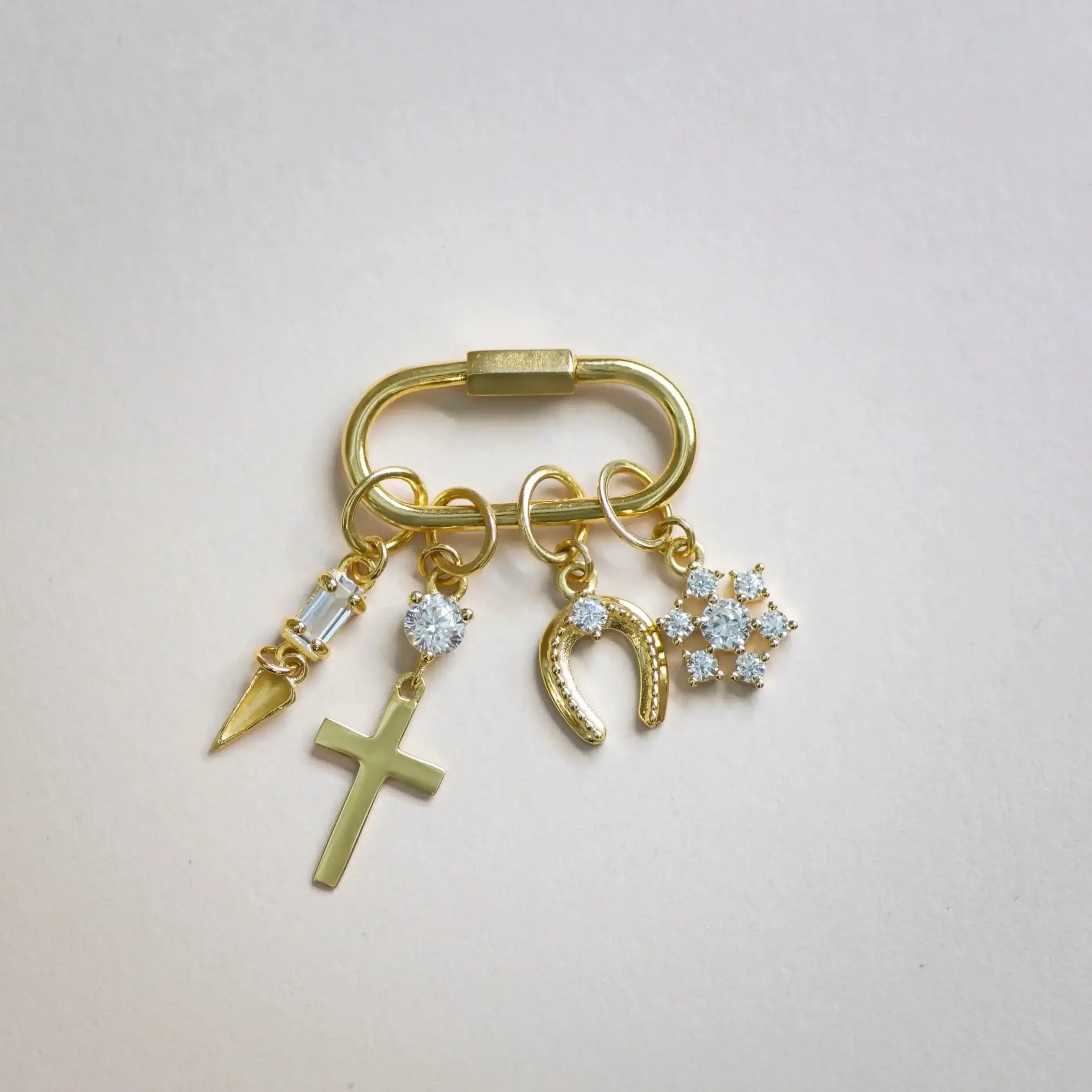 14K Solid Gold Oval Carabiner Screw Connector – Anygolds