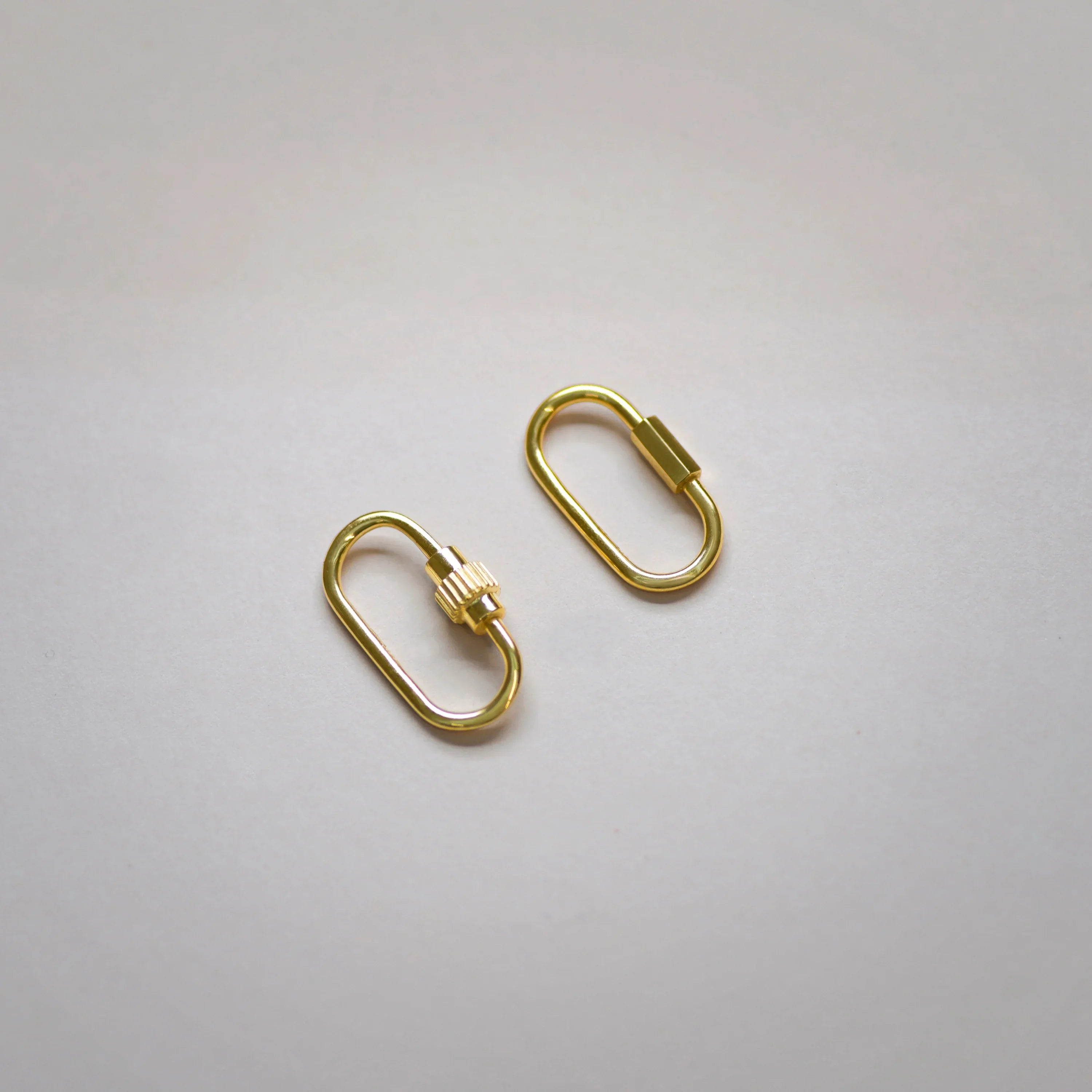 14K Solid Gold Oval Carabiner Screw Connector – Anygolds