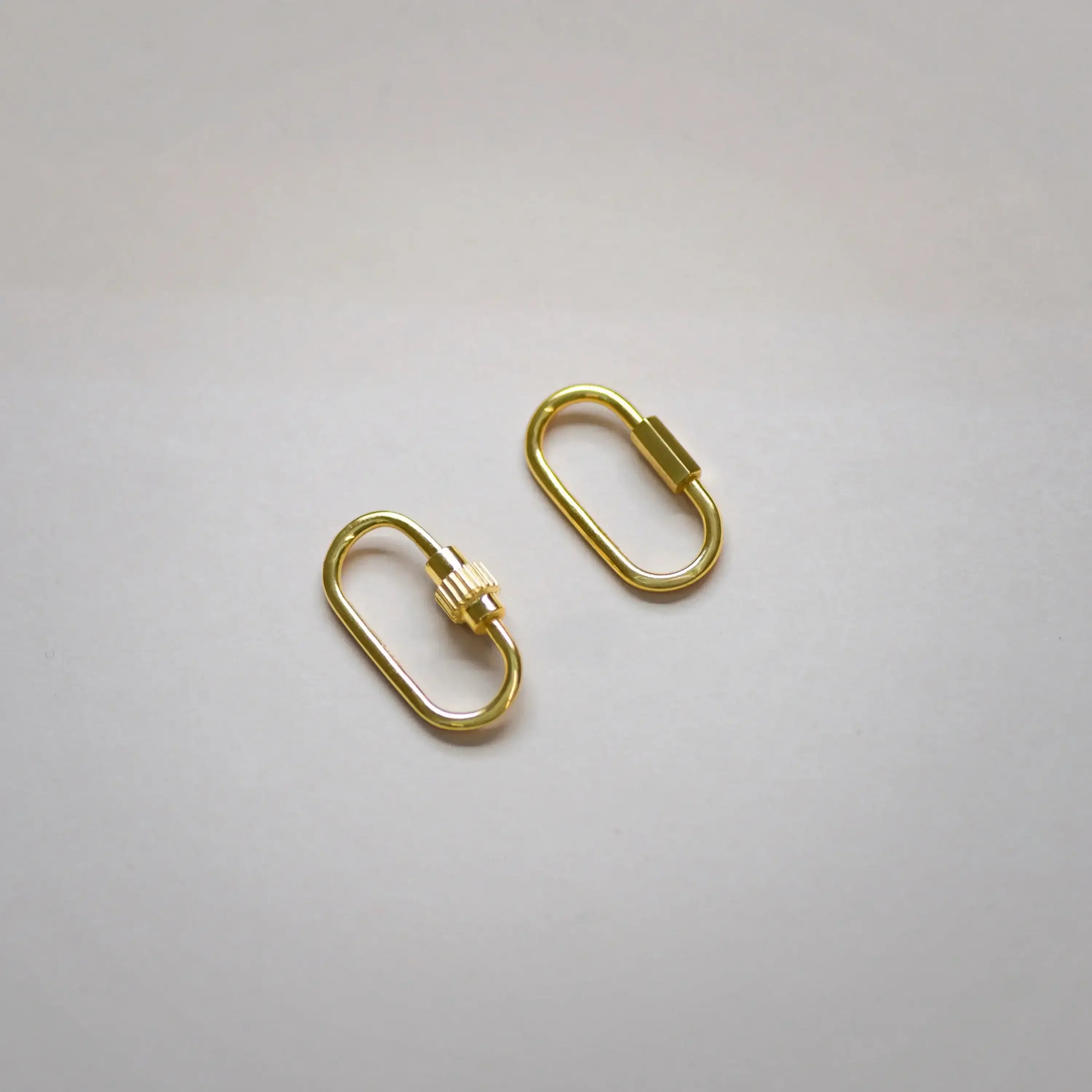 14K Solid Gold Oval Carabiner Screw Connector – Anygolds