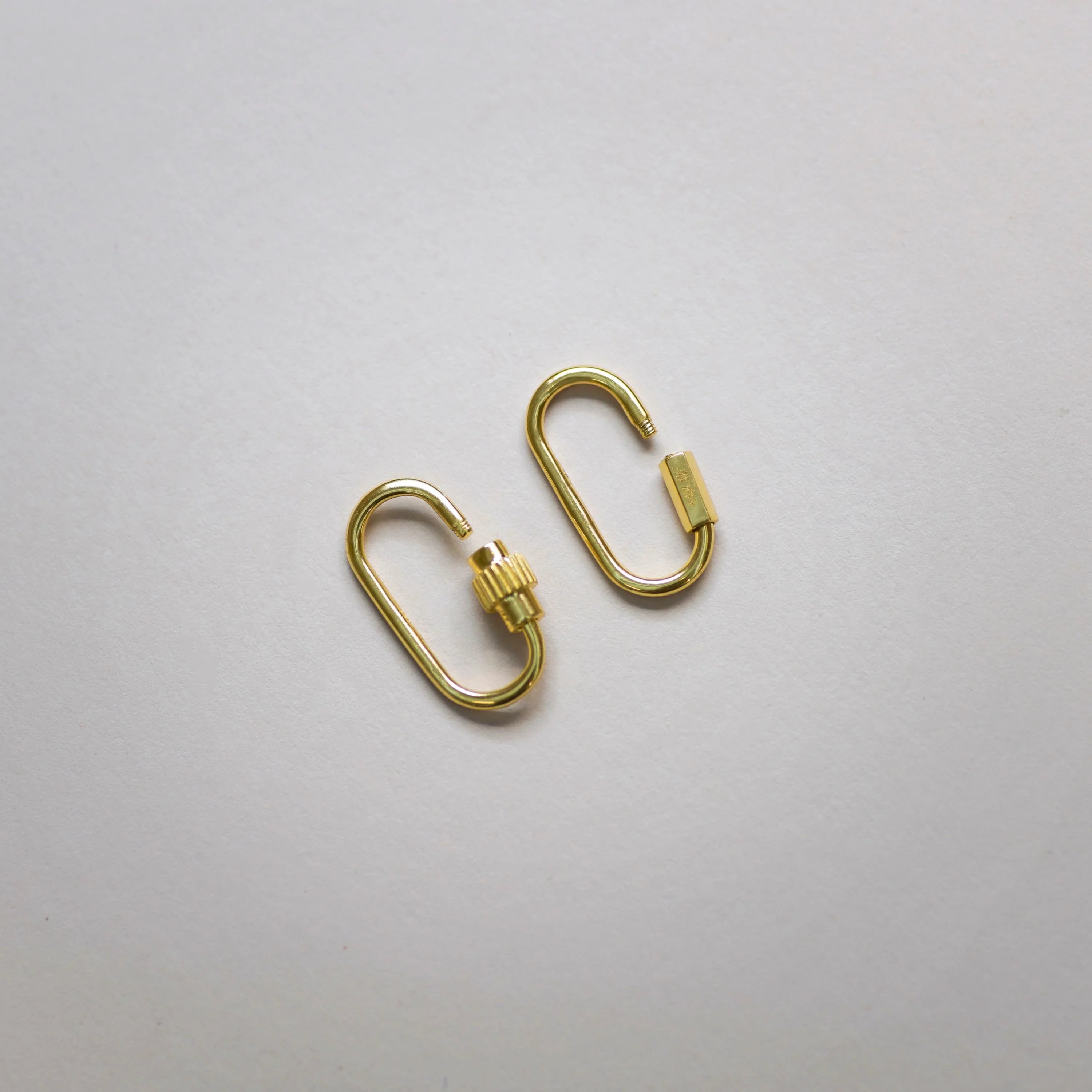14K Solid Gold Oval Carabiner Screw Connector – Anygolds
