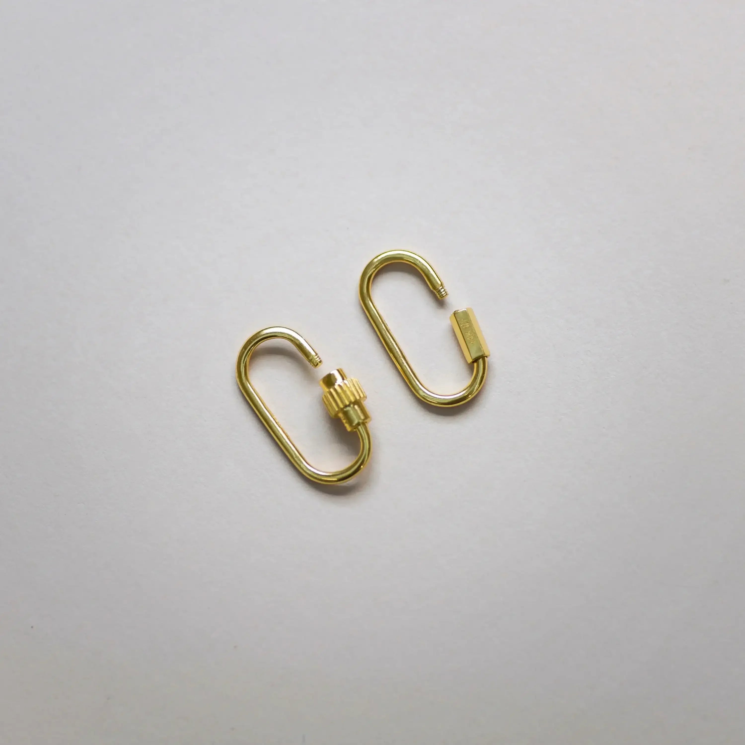 14K Solid Gold Oval Carabiner Screw Connector – Anygolds