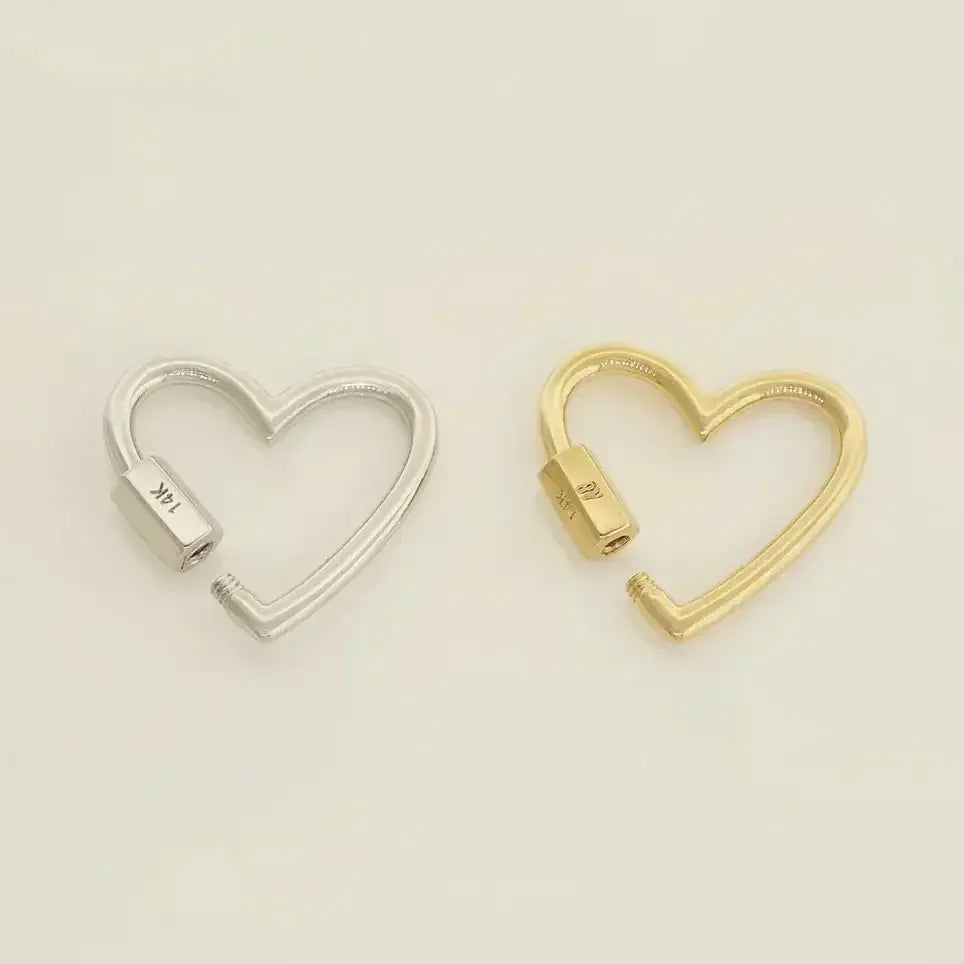 14K Solid Gold Heart Screw Connector – Anygolds