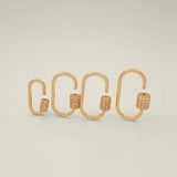 14K Solid Gold CZ Barrel Oval Carabiner Screw Connector – Anygolds