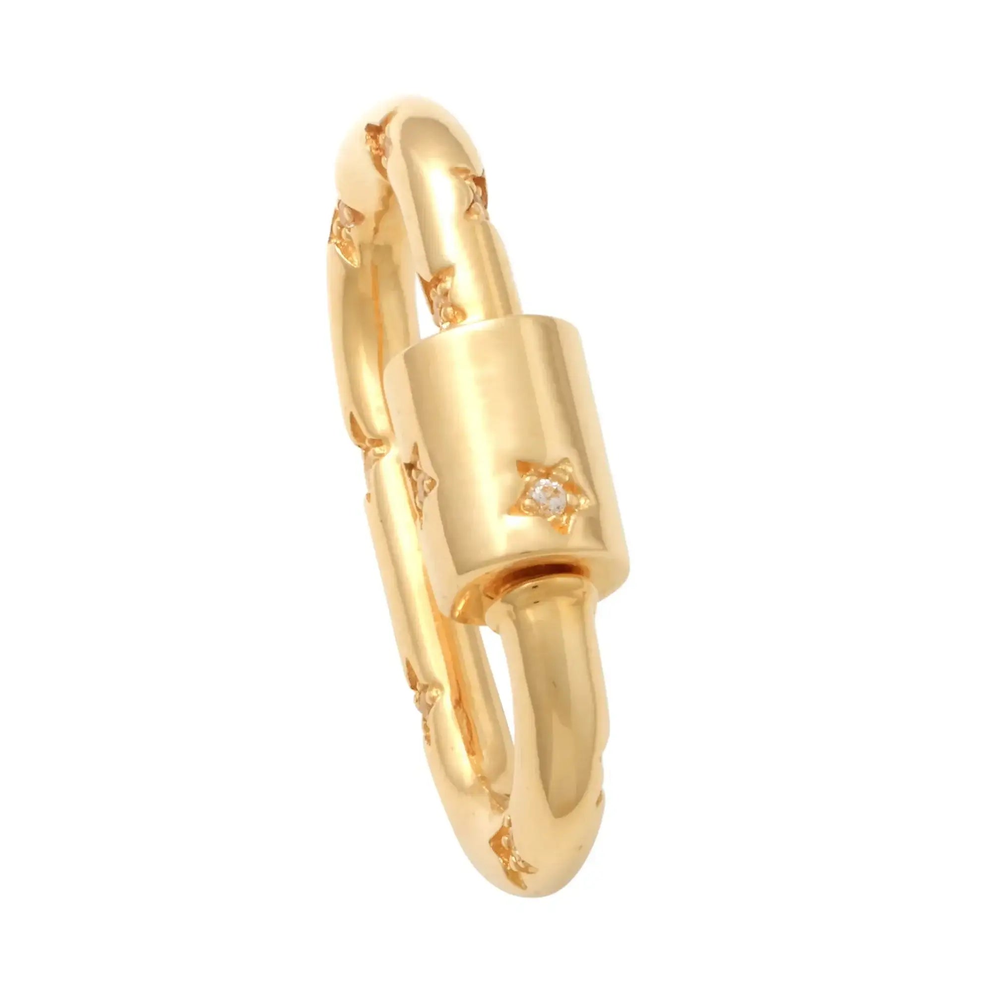 14K Solid Gold Diamond Oval Carabiner Screw Connector – Anygolds